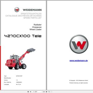 Weidemann Wheel Loader 4270CX100 TELE 4270CX100T Spare Parts List 1000322941 2016 DE FR EN (1)