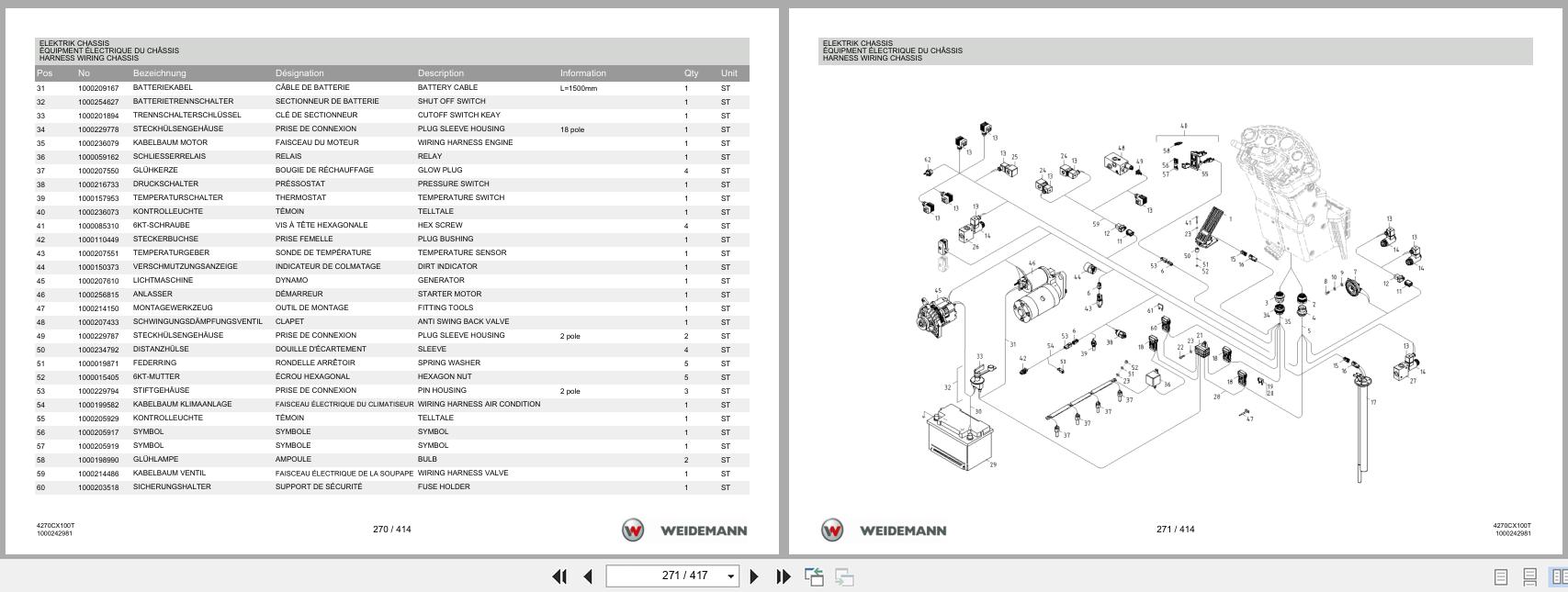 Weidemann Wheel Loader 4270CX100 TELE 4270CX100T Spare Parts List 1000322941 2016 DE FR EN (3)