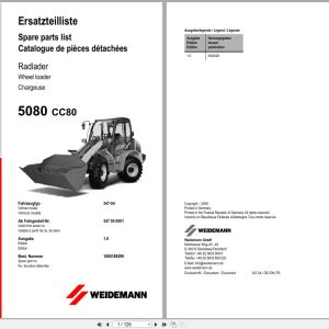 Weidemann Wheel Loader 5080 CC80 347 04 Spare Parts List 1000189290 2008 (1)