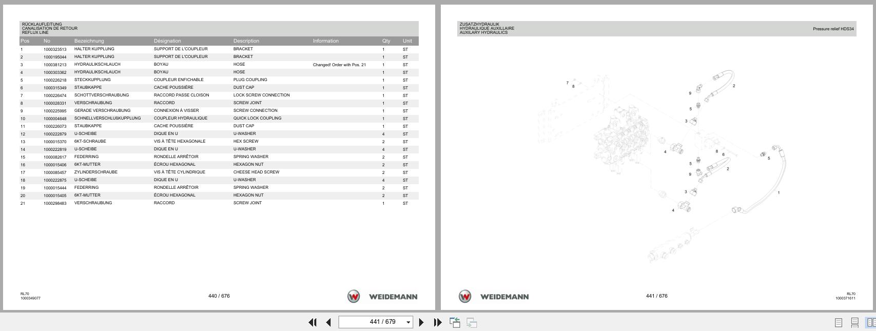 Weidemann Wheel Loader 5080 RL70 Spare Parts List 1000308781 2016 DE FR EN (3)