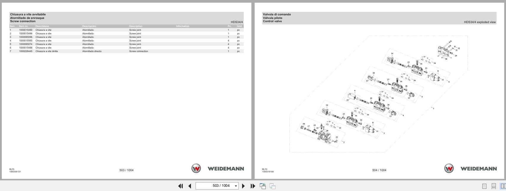 Weidemann Wheel Loader 5080 Stage V RL70 Spare Parts Catalog 03.2025 IT ES EN (2)