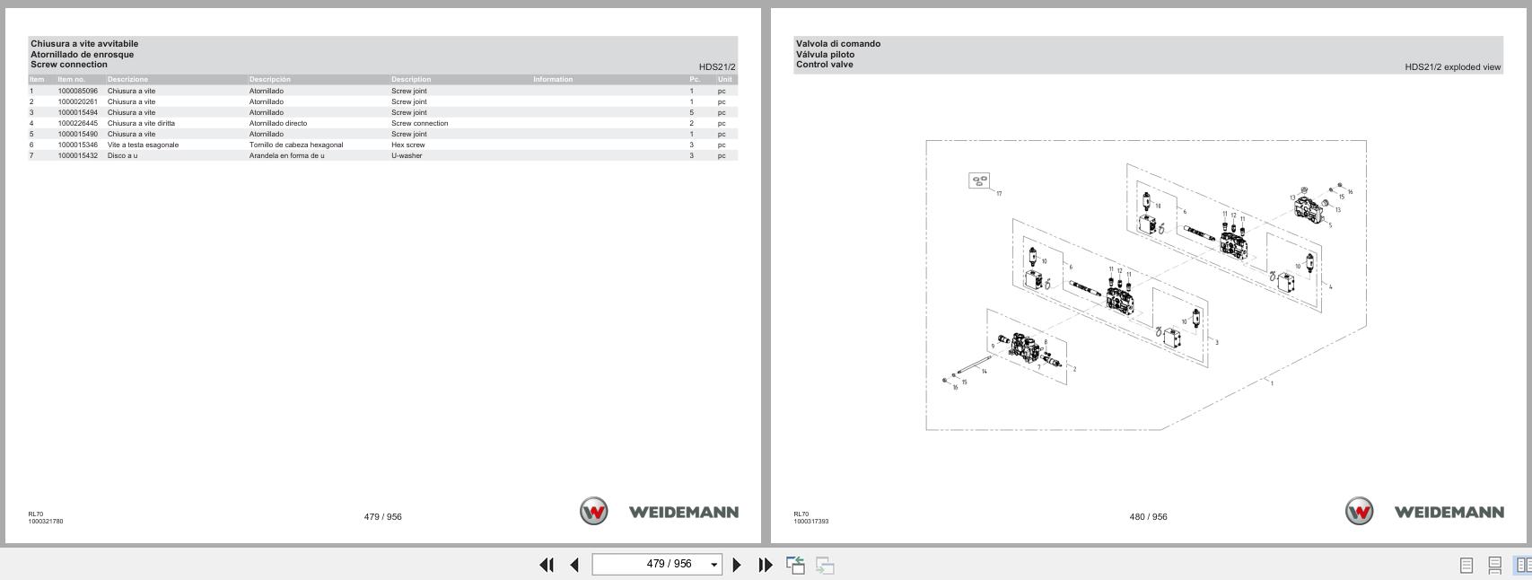 Weidemann Wheel Loader 5080 Stage V RL70 Spare Parts Catalog 07.2023 IT ES EN (2)