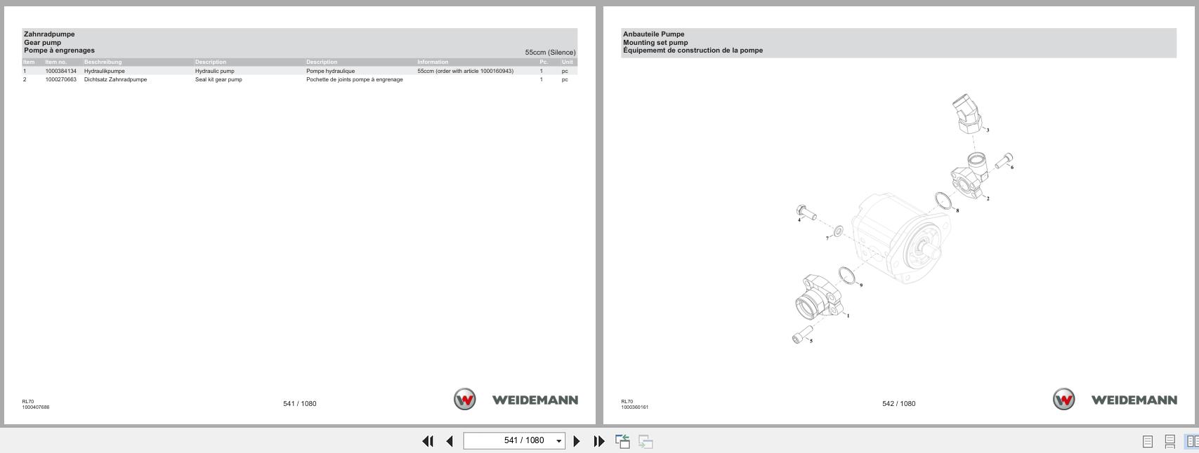 Weidemann Wheel Loader 5080 T4F RL70 Spare Parts Catalog 03.2023 DE EN FR (2)