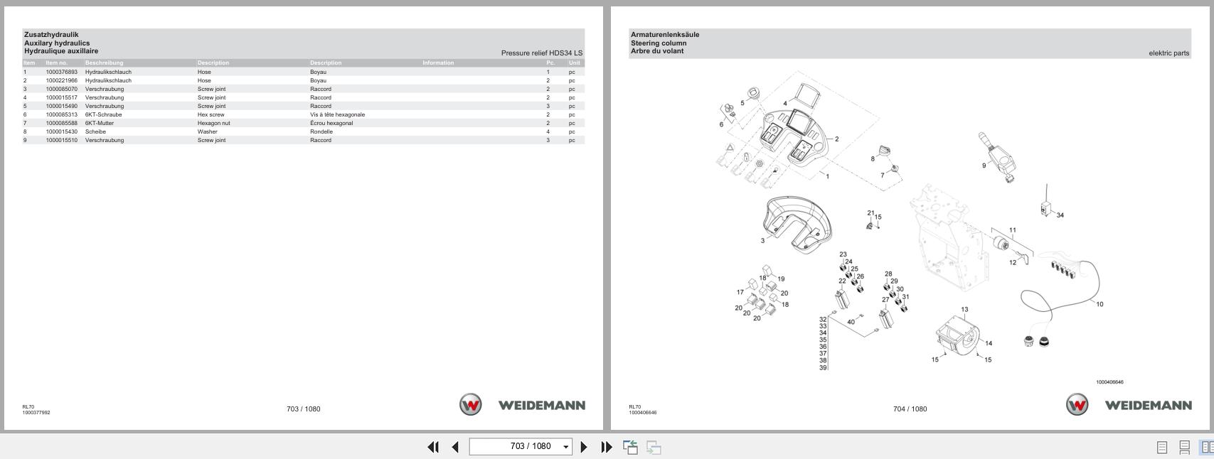 Weidemann Wheel Loader 5080 T4F RL70 Spare Parts Catalog 03.2023 DE EN FR (3)
