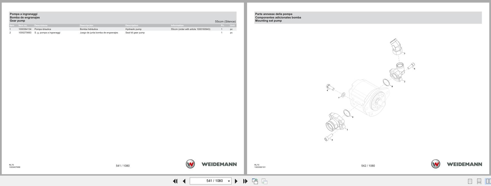 Weidemann Wheel Loader 5080 T4F RL70 Spare Parts Catalog 03.2023 IT ES EN (2)
