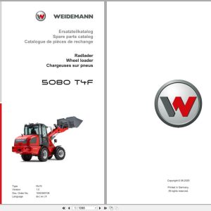 Weidemann Wheel Loader 5080 T4F RL70 Spare Parts Catalog 1000360106 06.2025 DE EN FR (1)