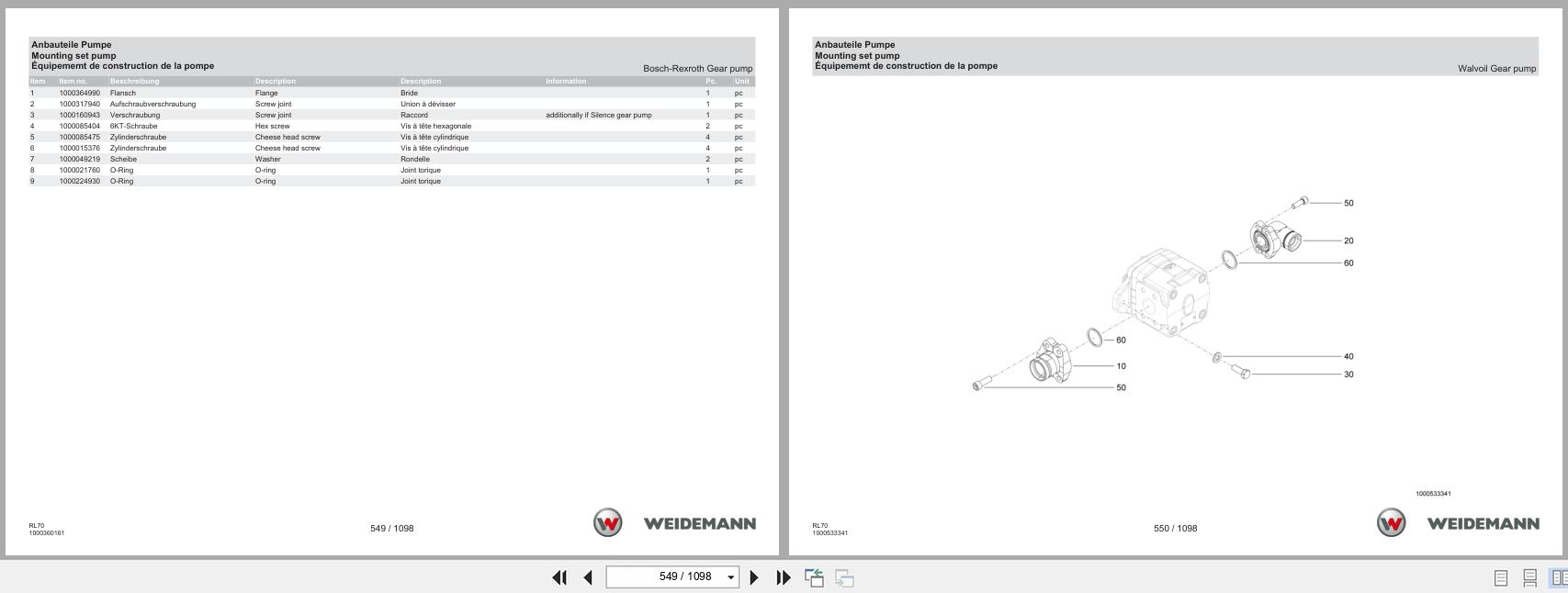 Weidemann Wheel Loader 5080 T4F RL70 Spare Parts Catalog 1000360106 06.2025 DE EN FR (2)
