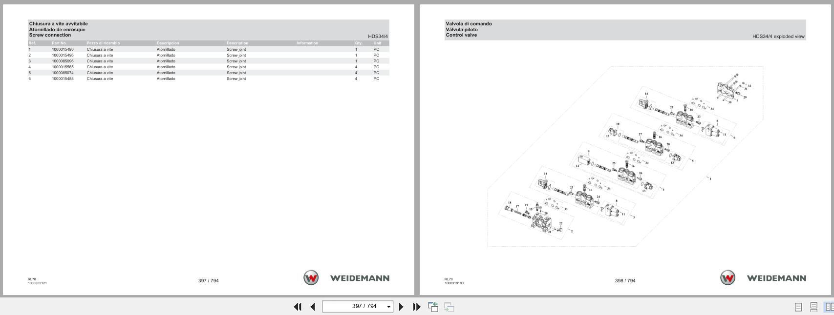 Weidemann Wheel Loader 5080 T4F RL70 Spare Parts List 1000360107 04.2019 IT ES EN (2)
