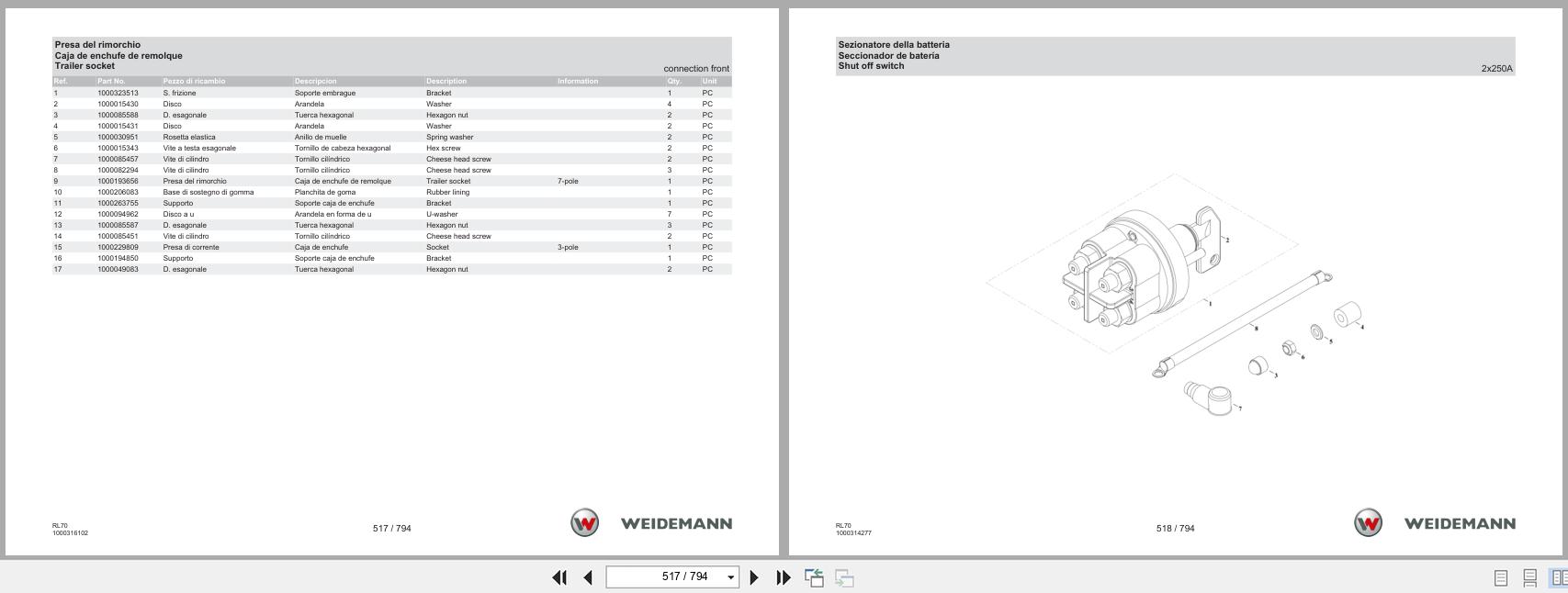 Weidemann Wheel Loader 5080 T4F RL70 Spare Parts List 1000360107 04.2019 IT ES EN (3)