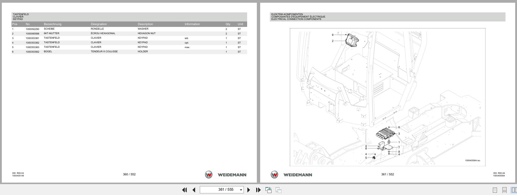 Weidemann Wheel Loader 9080L 355 R90 04 Spare Parts List 1000400030 2016 DE FR EN (3)