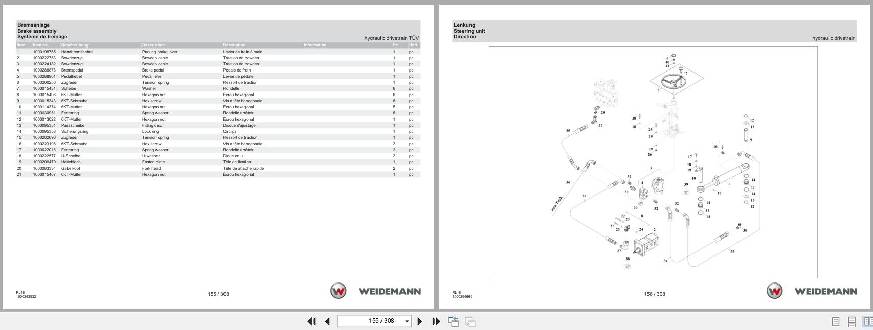 Weidemann Wheel loader 1140 Basic Line RL16 Spare Parts Catalog 2022 DE EN FR (2)