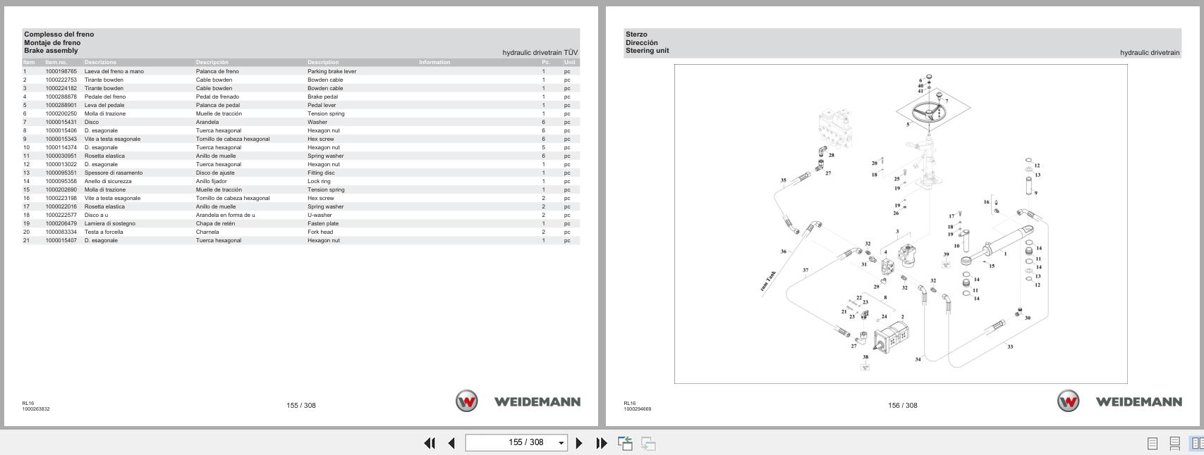 Weidemann Wheel loader 1140 Basic Line RL16 Spare Parts Catalog 2022 IT ES EN (2)