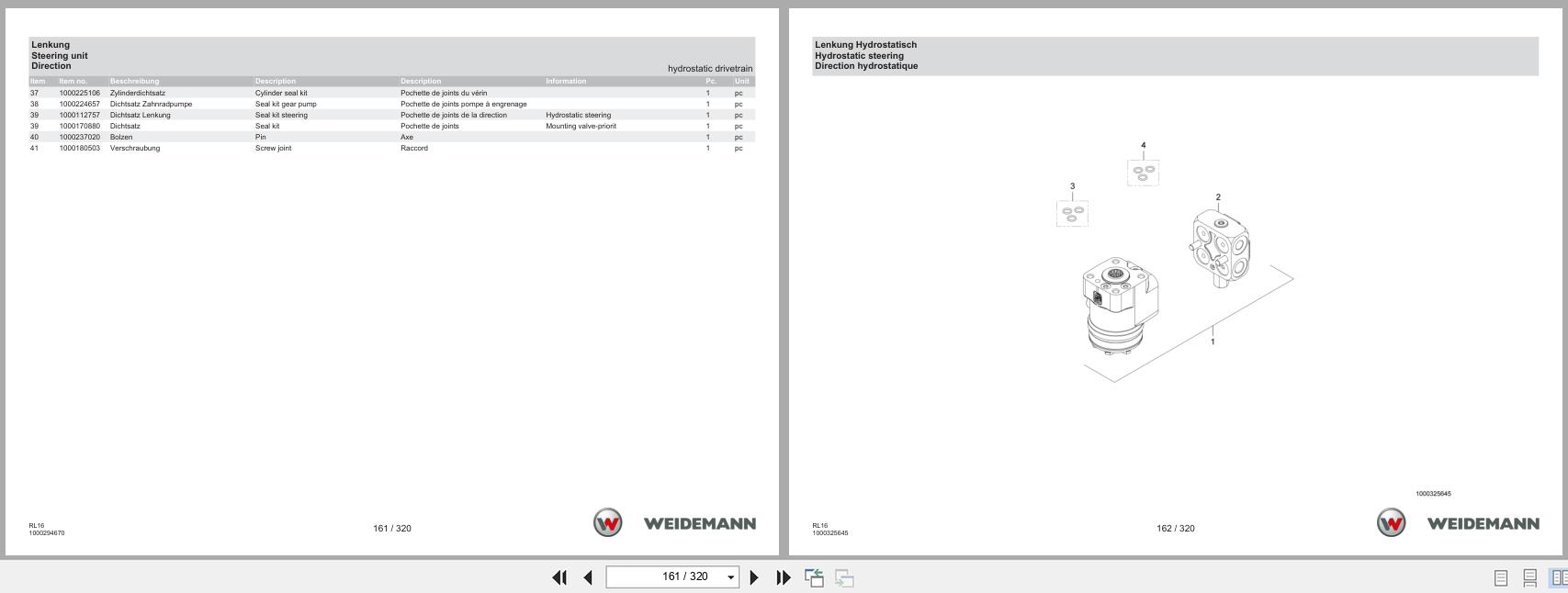Weidemann Wheel loader 1140 RL16 Spare Parts Catalog 2025 DE EN FR (2)