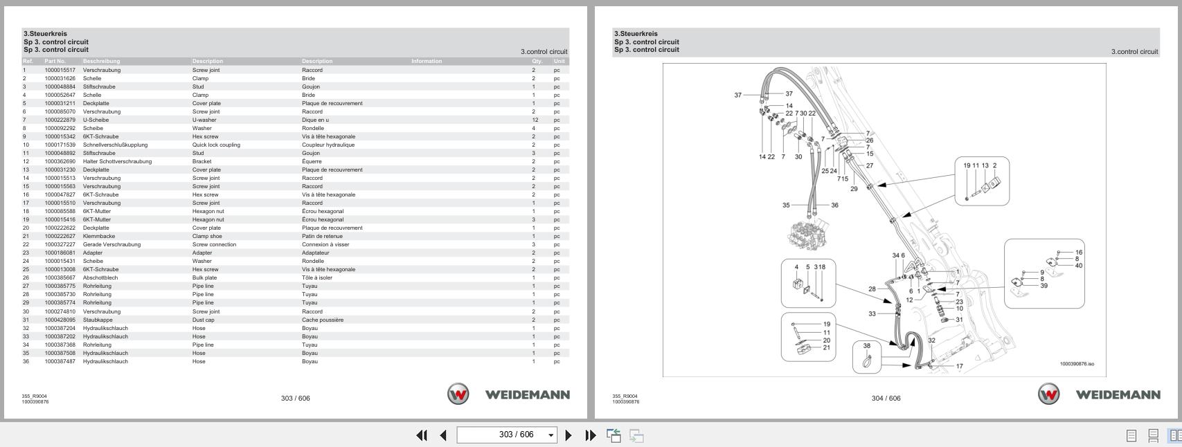 Weidemann Wheel loader 9080L 355 R9004 Spare Parts List 2020 DE EN FR (2)
