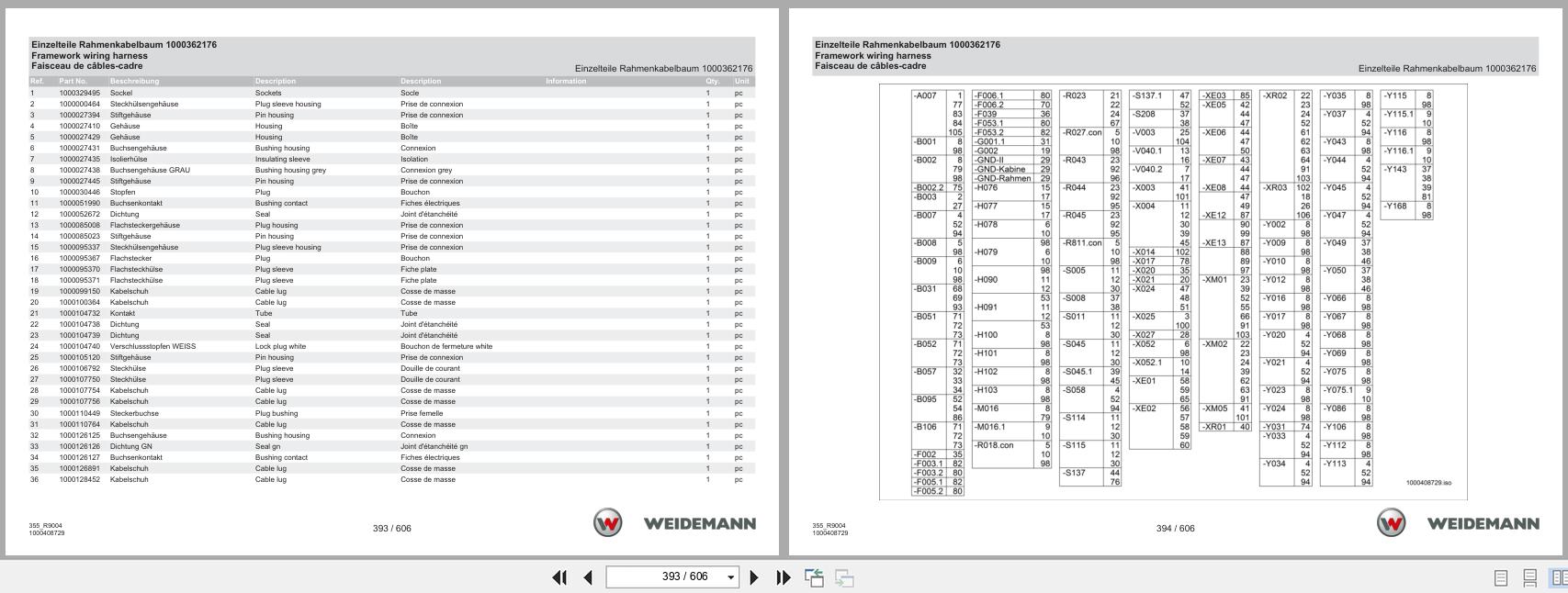 Weidemann Wheel loader 9080L 355 R9004 Spare Parts List 2020 DE EN FR (3)