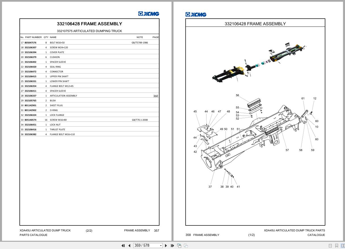 XCMG Articulated Dump Truck XDA45U Parts Catalogue EN (2)