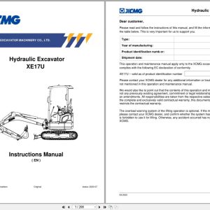 XCMG Hydraulic Excavator XE17U Instructions Manual 2020 EN (1)