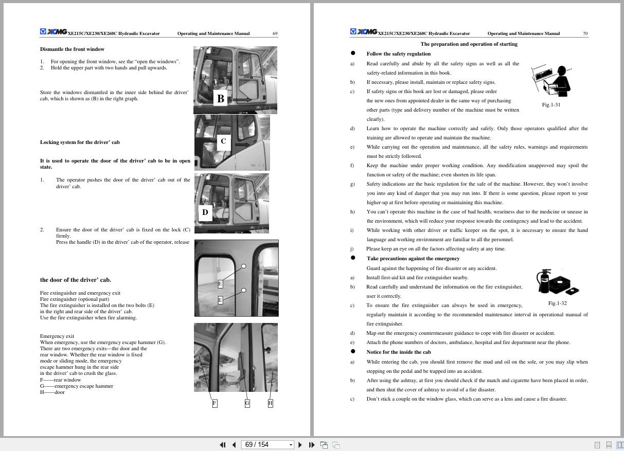 XCMG Hydraulic Excavator XE215C XE230C XE260C Operating Maintenance Manual 2011 EN (2)