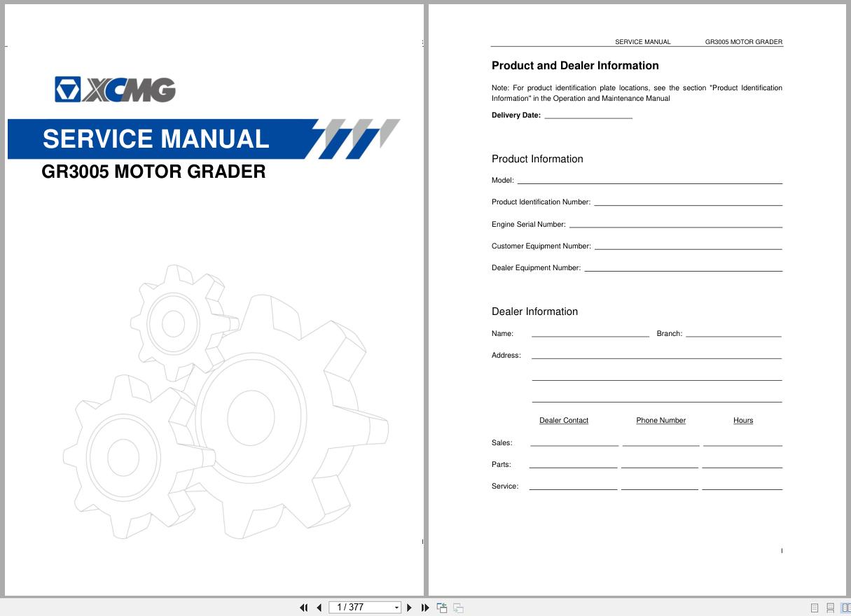 XCMG Motor Grader GR3005 Service Manual EN (1)