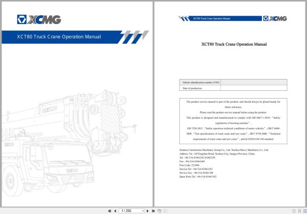 XCMG Truck Crane XCT80 Operation Manual EN (1)