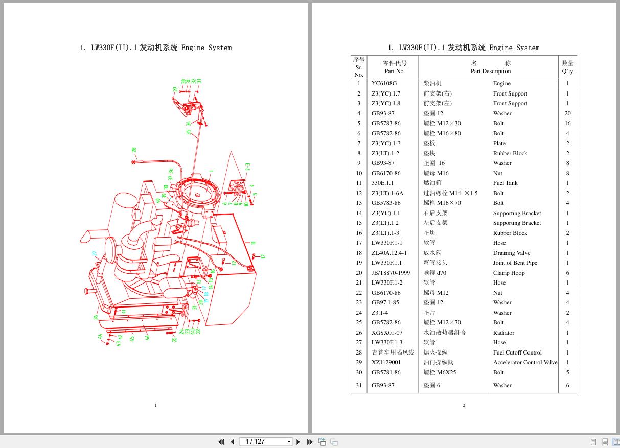 XCMG Wheel Loader LW330F Parts Manual EN ZH (1)