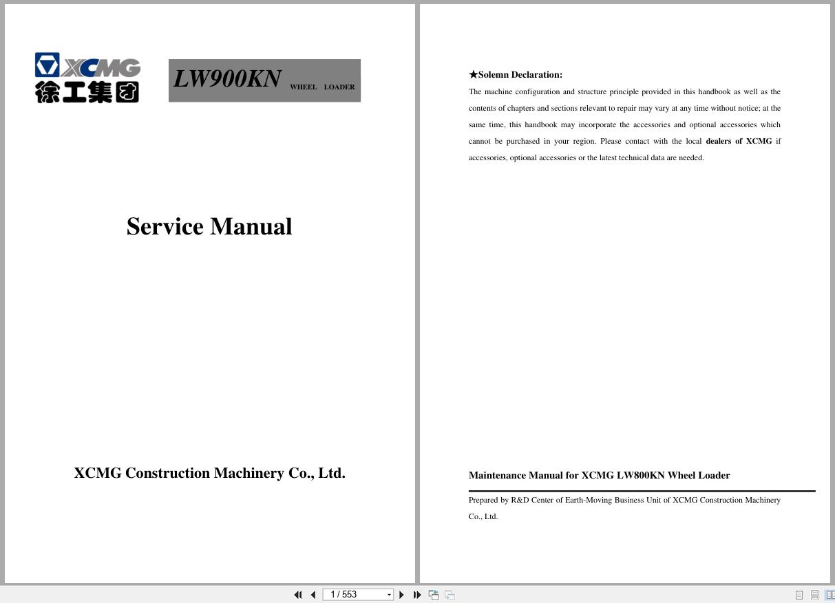 XCMG Wheel Loader LW900KN Service Manual EN (1)