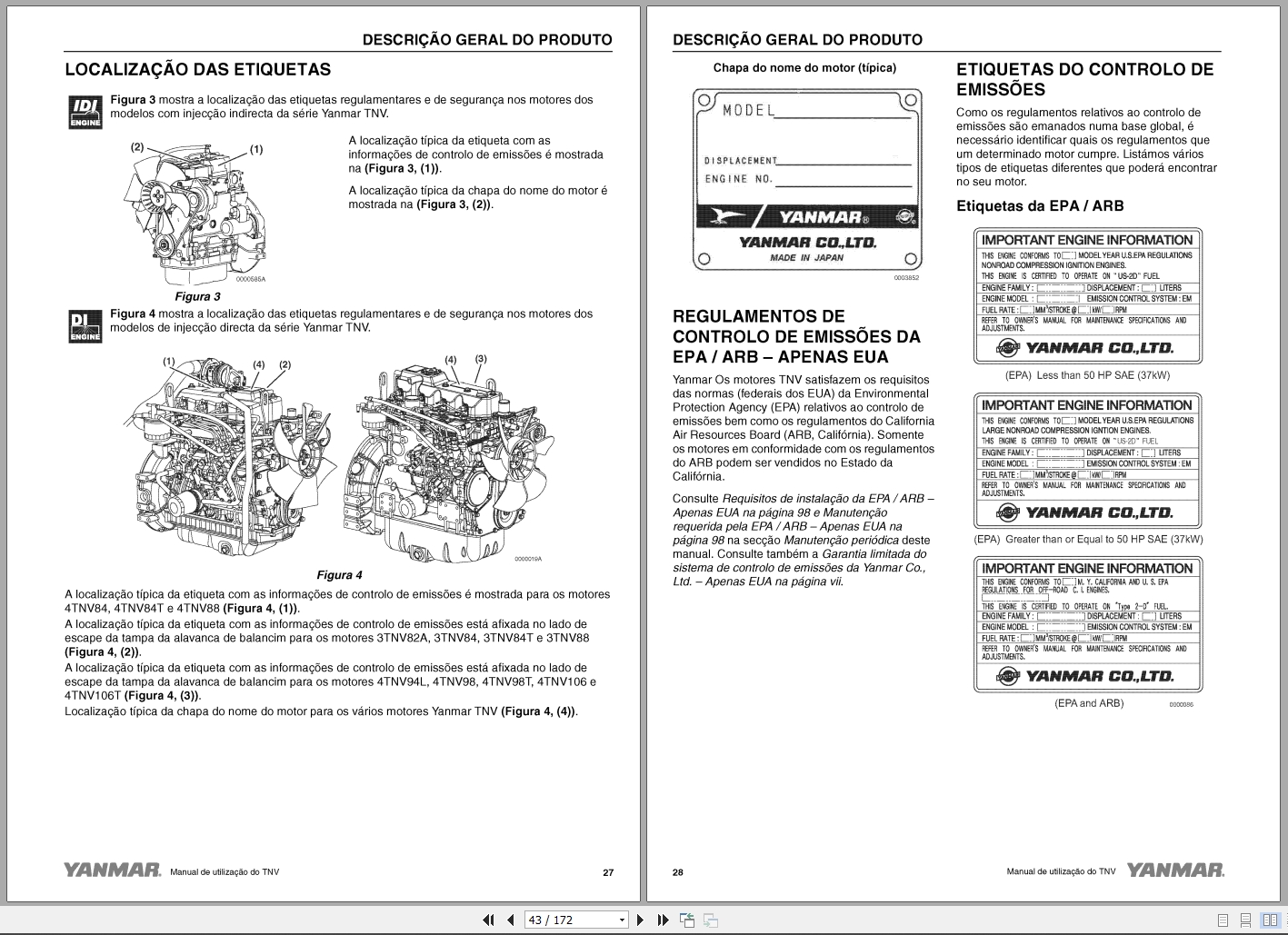 Yanmar Engine 2TNV70 To 4TNV106T Operations Instructions Manual 0ATNV P00100 2005 PT (2)