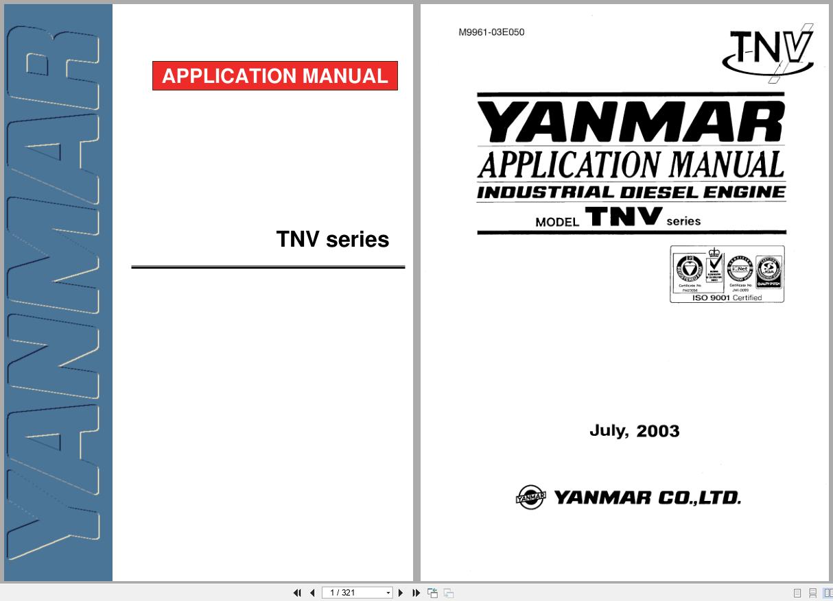Yanmar Engine 2TNV70 To 4TNV98T Application Manual M9961 03E050 2003 (1)