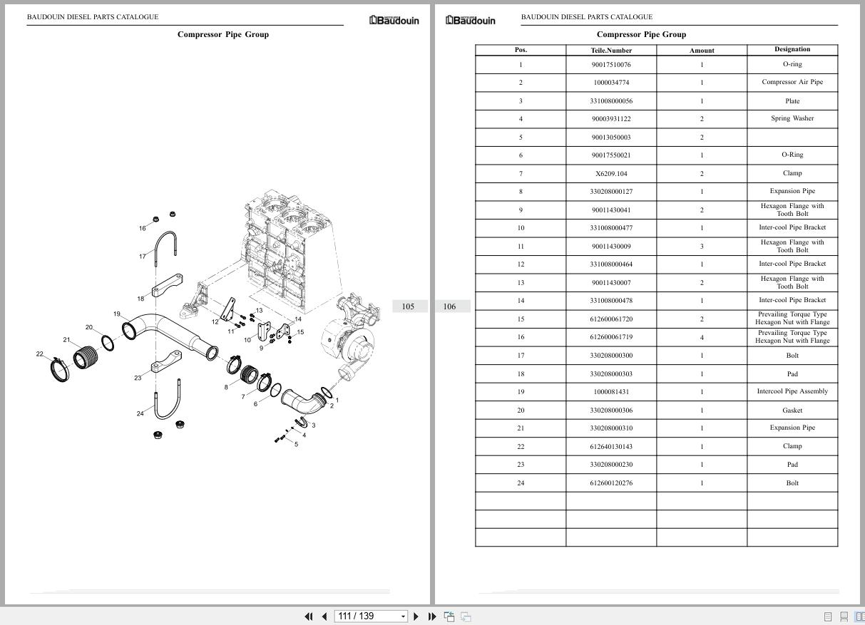 BAUDOUIN Engine Diesel 6M33 Parts Catalog DHM33D0057 3