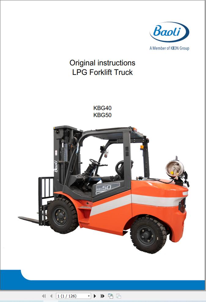 Baoli Forklift KBG40 KBG50 Operation Manual 60118011701 1