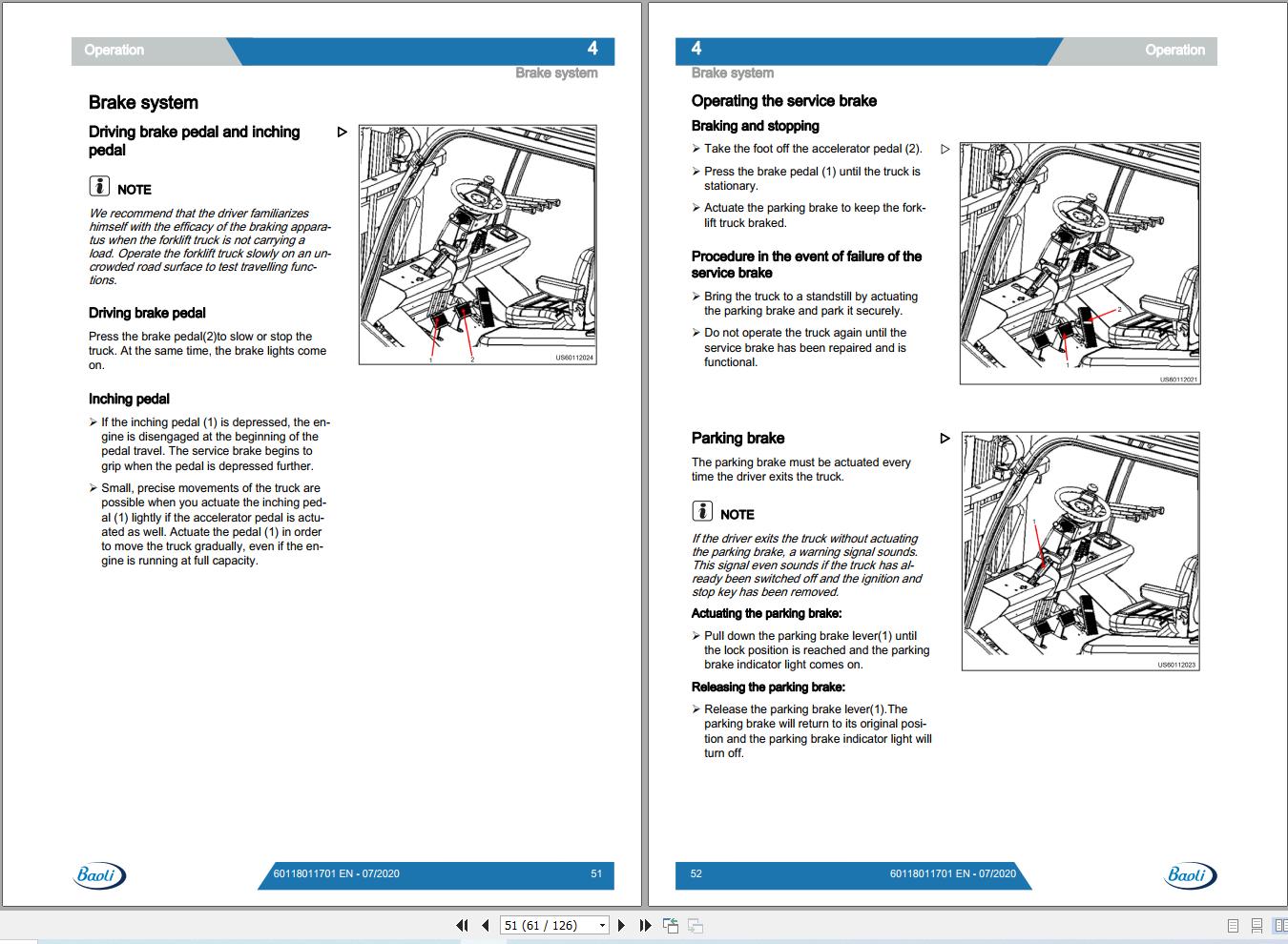 Baoli Forklift KBG40 KBG50 Operation Manual 60118011701 2