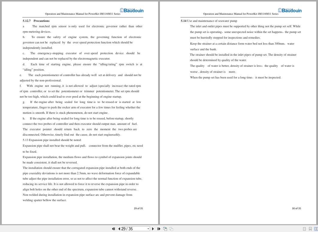 Baudouin Engine PowerKit 4M11 6M11 Series Operation and Maintenance Manual 2017 (3)