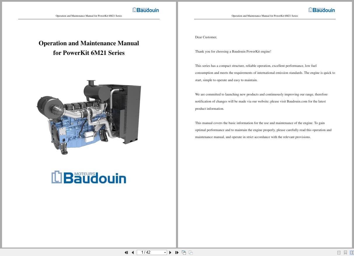 Baudouin Engine PowerKit 6M21 Series Operation and Maintenance Manual 2017 (1)