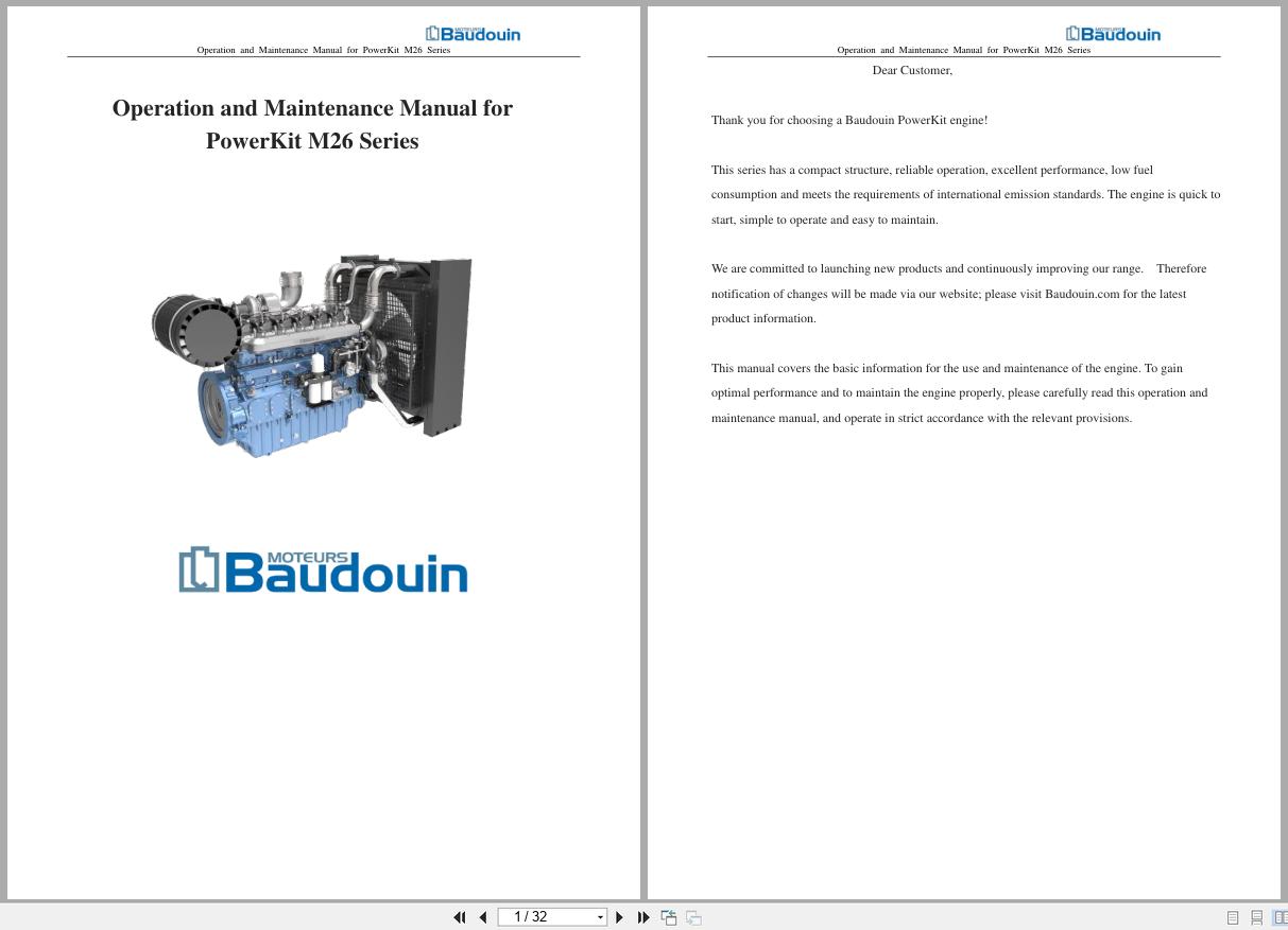 Baudouin Engine PowerKit M26 Series Operation and Maintenance Manual 2017 (1)