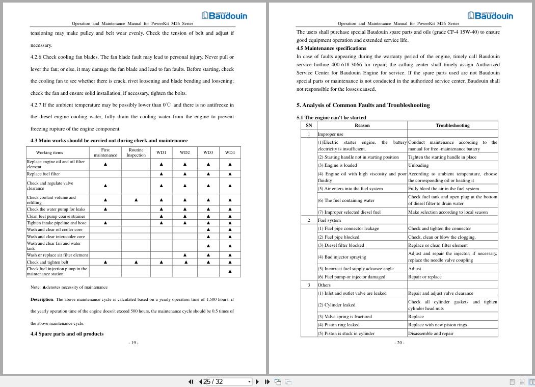 Baudouin Engine PowerKit M26 Series Operation and Maintenance Manual 2017 (3)