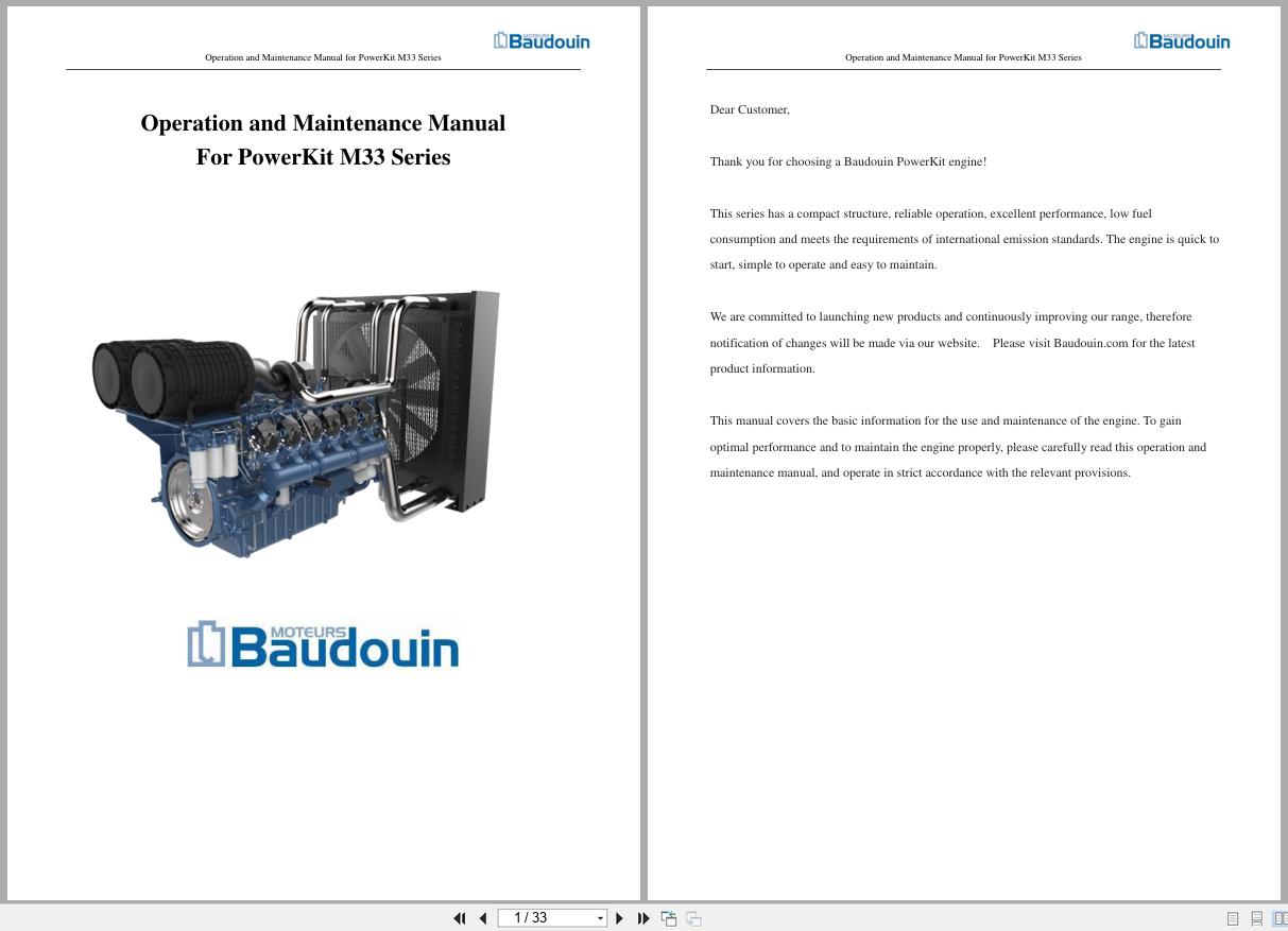 Baudouin Engine PowerKit M33 Series Operation and Maintenance Manual 2017 (1)