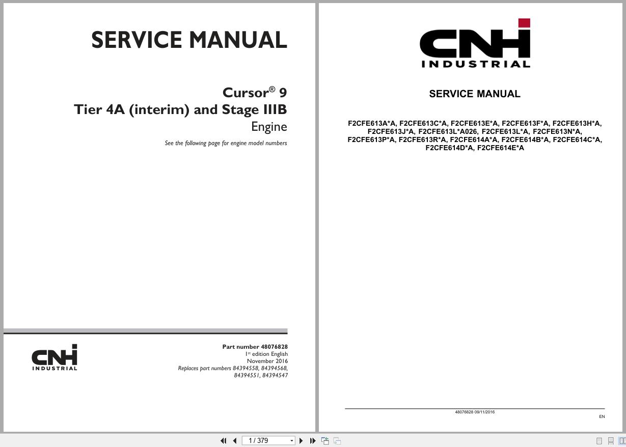 CNH Engine F2CFE613AA to F2CFE614EA Cursor 9 Service Manual 48076828 2016 (1)