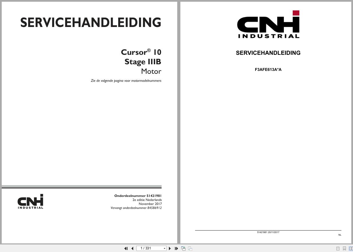 CNH Engine F3AFE613AA Cursor 10 Stage IIIB Service Manual 51421981 2017 NL (1)