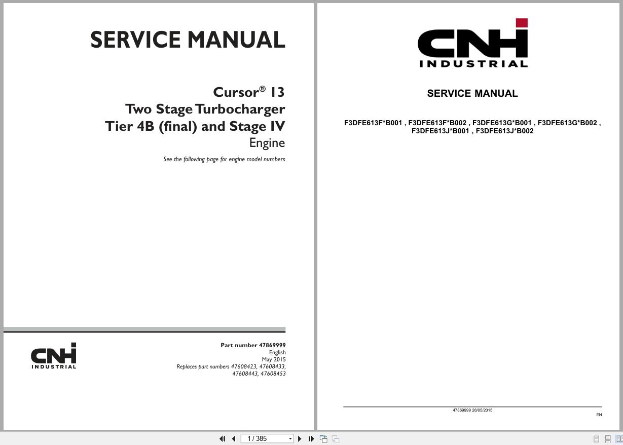 CNH Engine F3DFE613FB001 to F3DFE613JB002 Cursor 13 Service Manual 47869999 2015 (1)