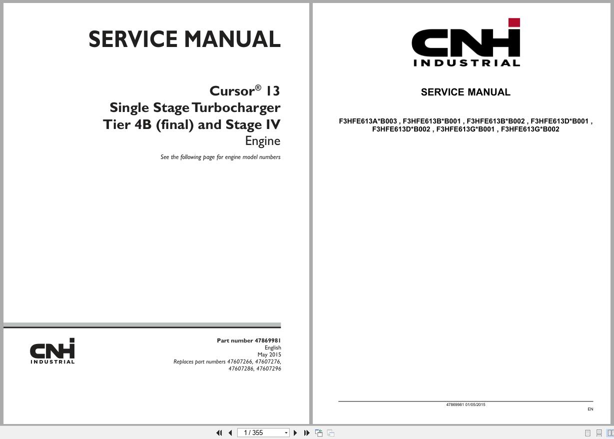 CNH Engine F3HFE613AB003 to F3HFE613GB002 Cursor 13 Service Manual 47869981 2015 (1)