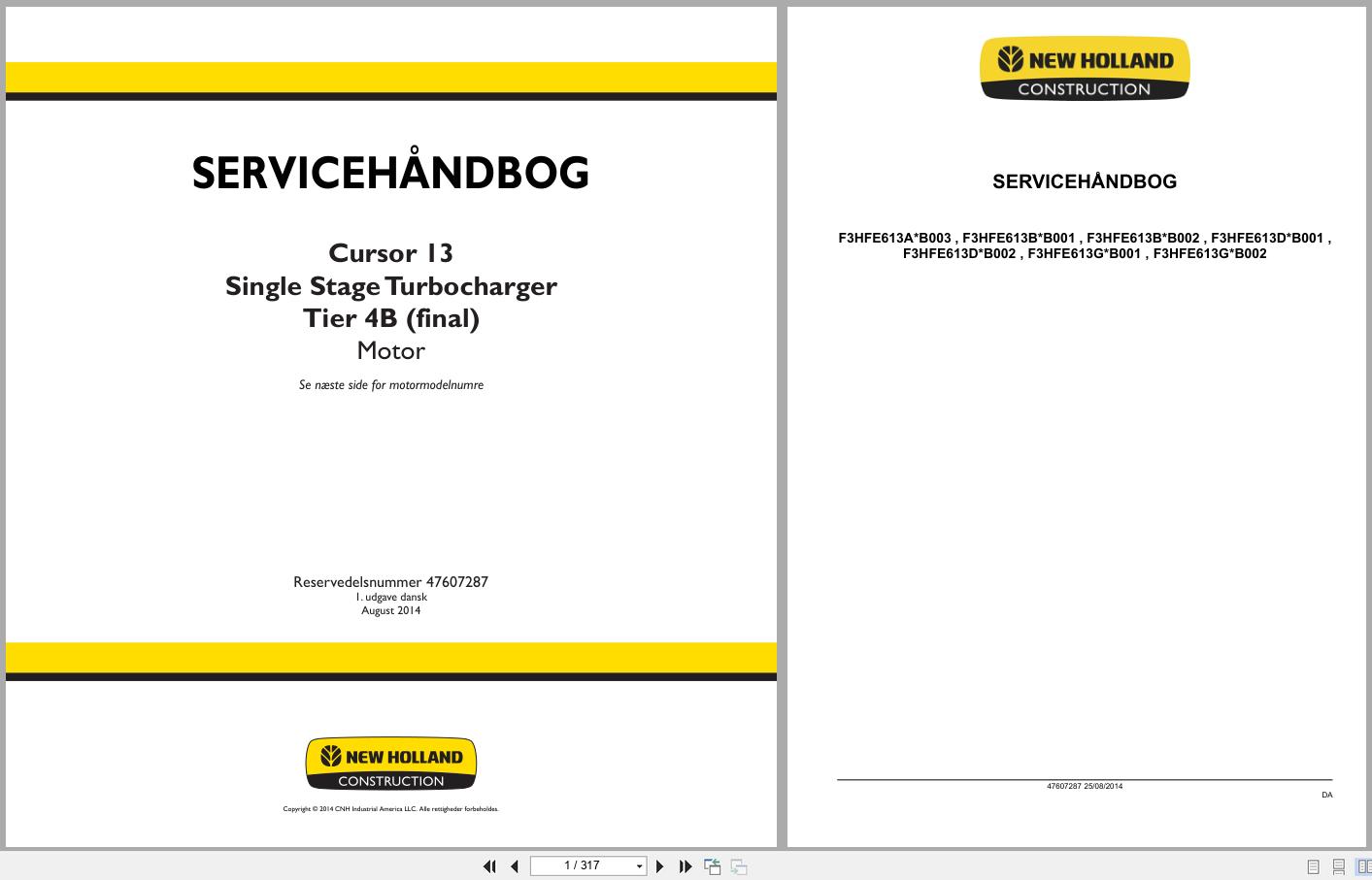 CNH Engine F3HFE613AB003 to F3HFE613GB002 Service Manual 47607287 2014 DK (1)
