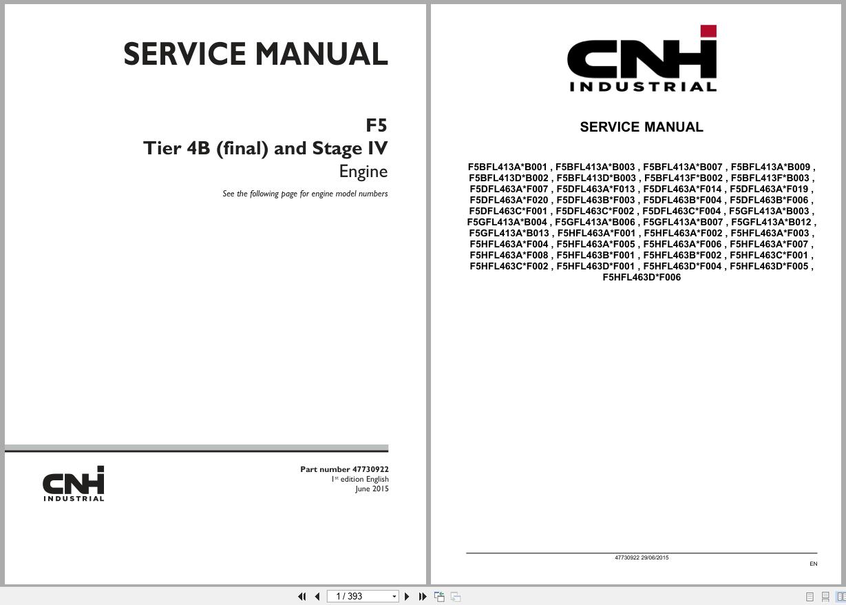 CNH Engine F5 F5BFL413AB001 to F5HFL463DF006 Service Manual 47730922 2015 (1)