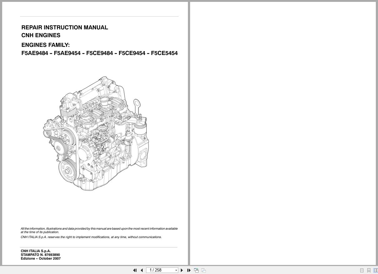 CNH Engine F5AE9484 to F5CE5454 Repair Instruction Manual 87693890 2007 (1)