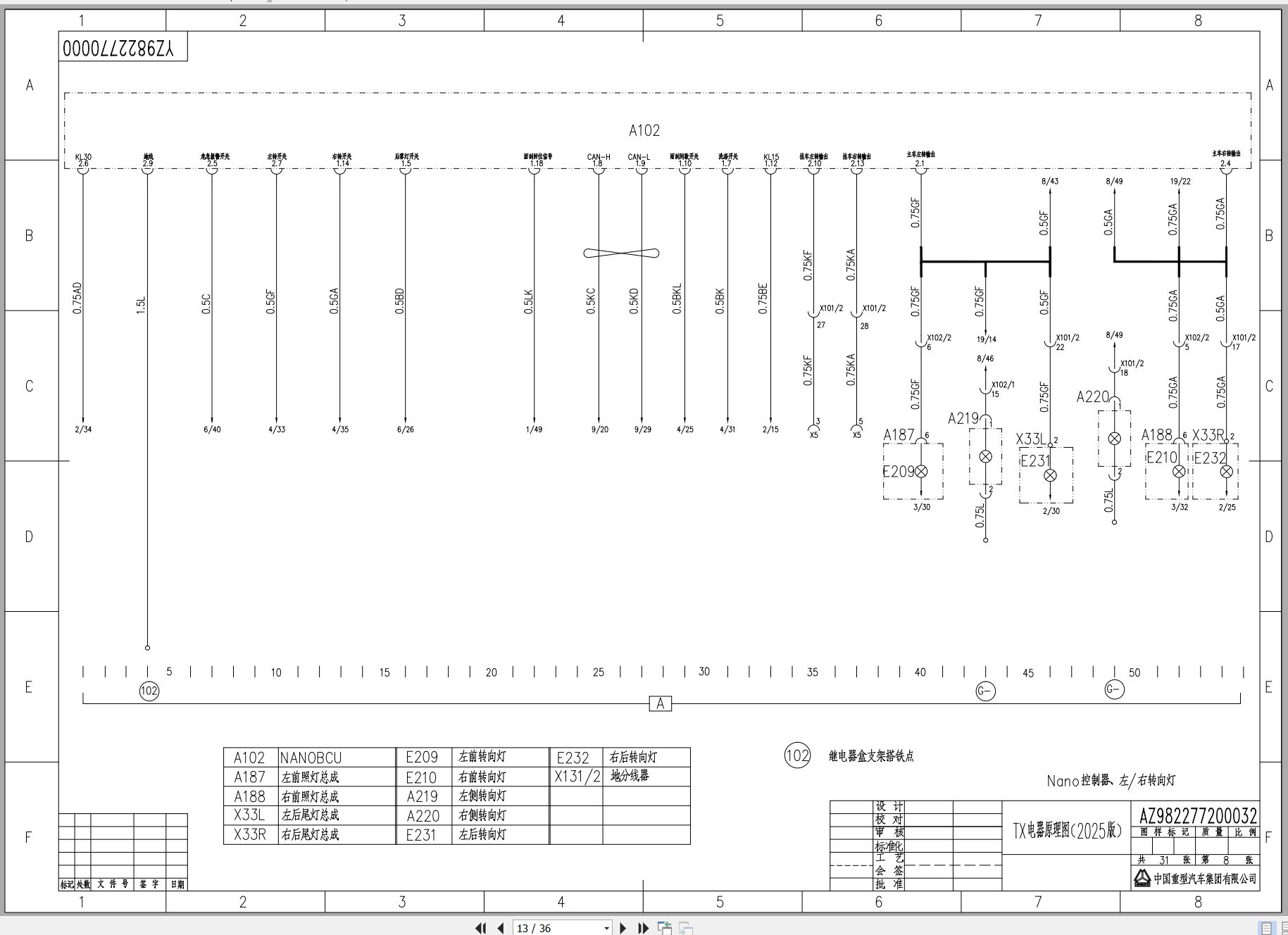 CNHTC Sinotruk Truck Vehicle TX STEA1.0 Electrical Diagram 2025 ZH 2