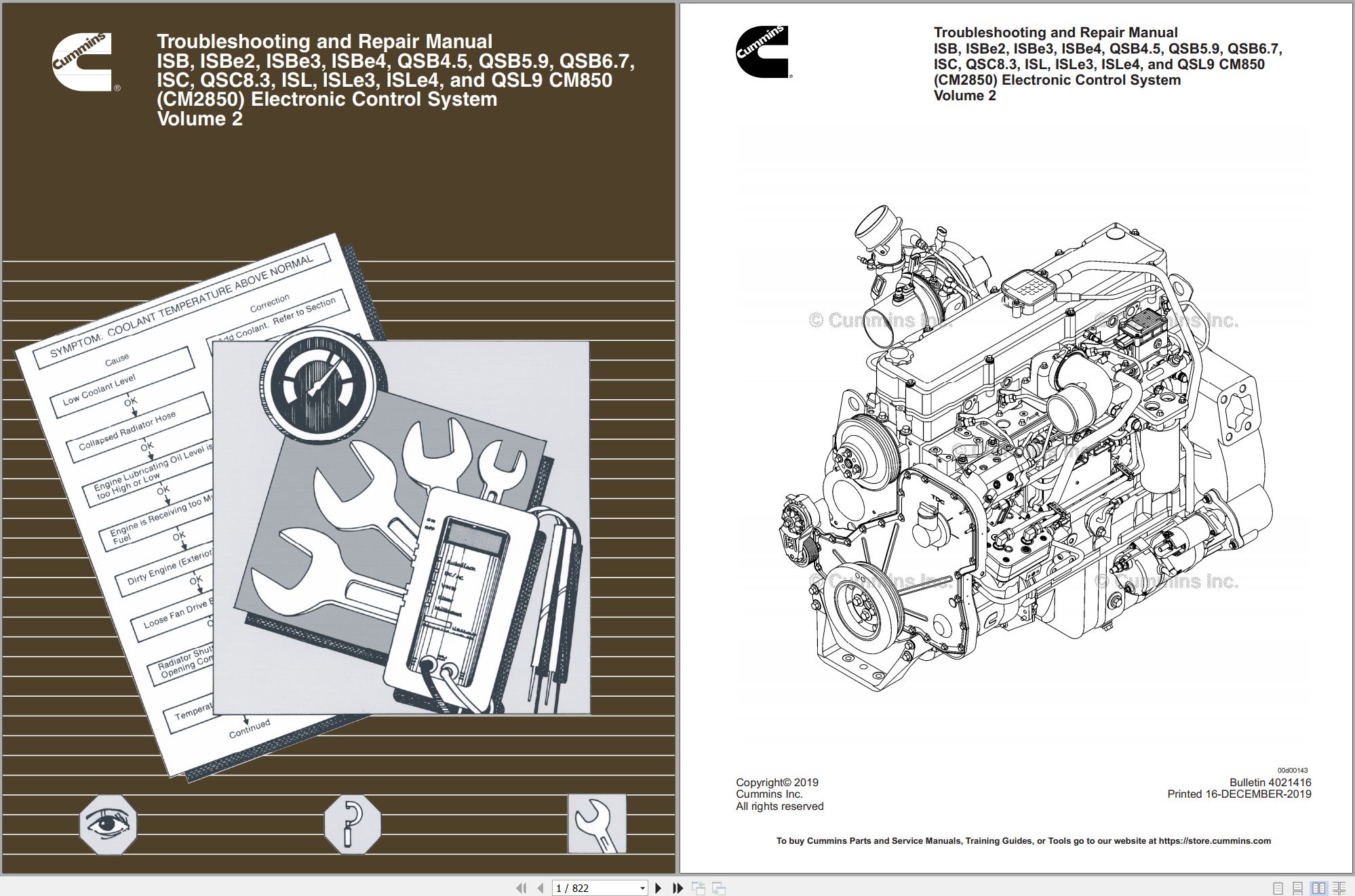 Cummins Diesel Engine ISB to QSL9 CM850 CM2850 Vol2 Troubleshooting Repair Manual 4021416 2019 (2)