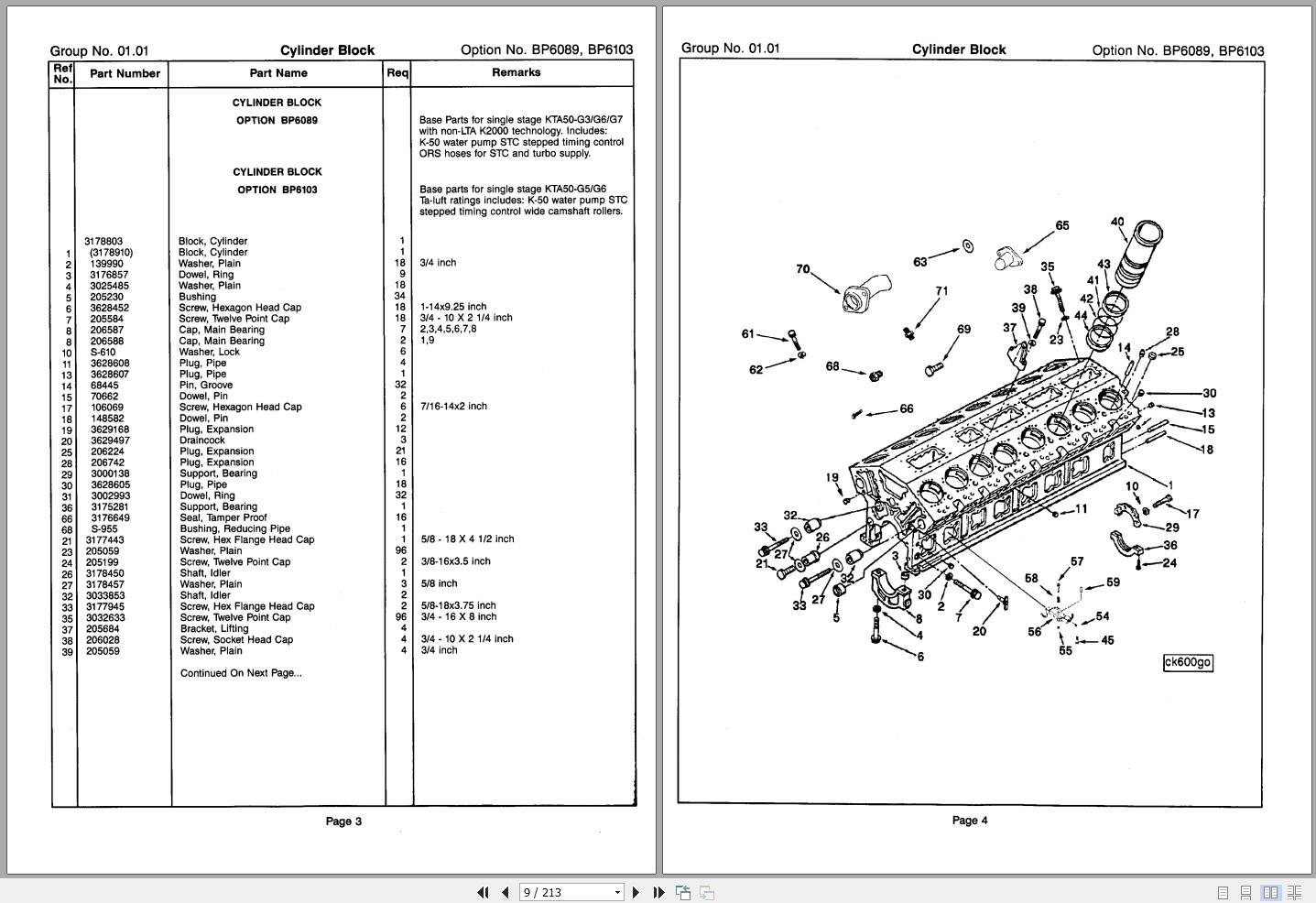 Cummins Engine KTA50 G3 KTA50 G8 KTA50 G9 Parts Catalog 2