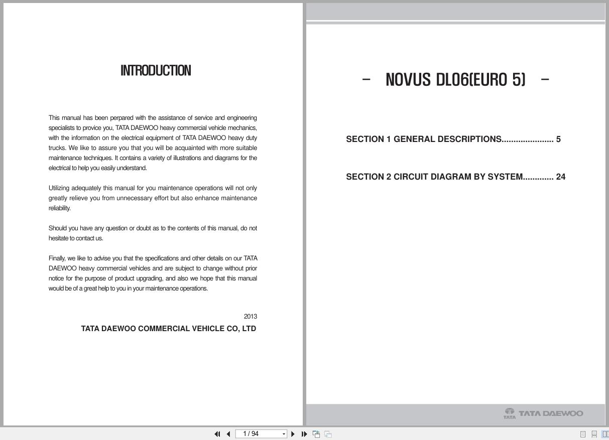 DAEWOO Truck Novus Dl06K Service Manual Electrical Diagram 2012 1