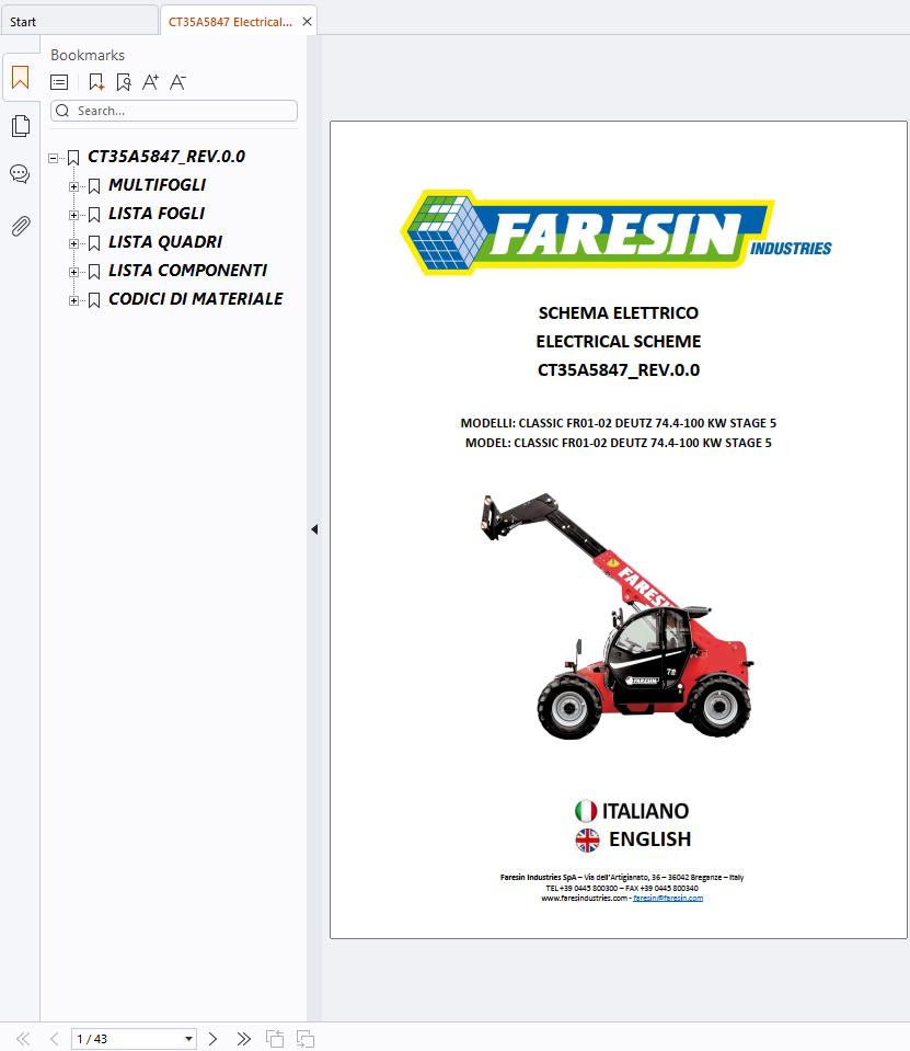 Faresin Telehandler Classic 74 Electric and Hydraulic Schematic (1)