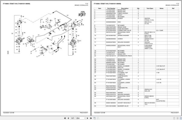 Fendt Tractor 818 71800101 99999 Parts Catalog F718000 2025 3