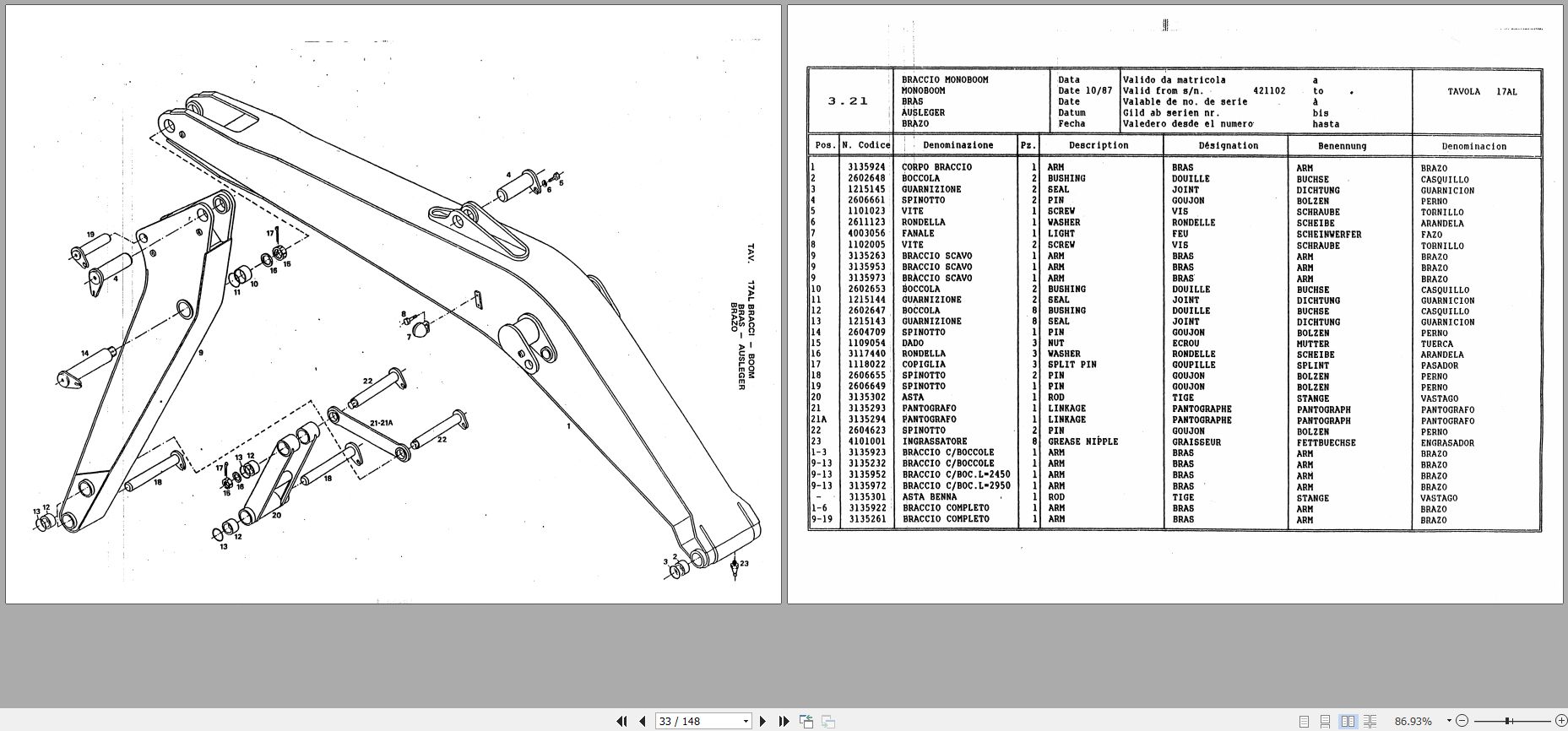 Fiat Allis Benati Crawler Excavator 3.21 Parts Catalog 59820006 DE EN FR ES (2)